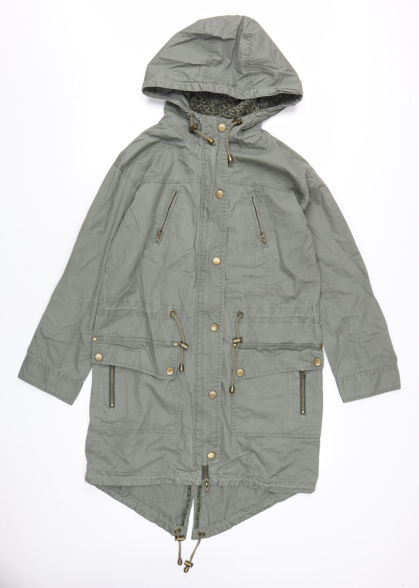 Womens UK Size 8 Fashion Union Green Parka Coat