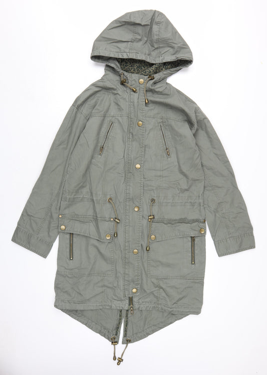 Womens UK Size 8 Fashion Union Green Parka Coat
