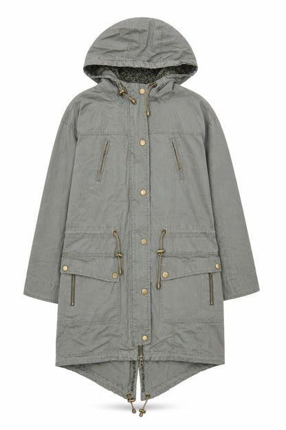 Front view of Fashion Union Women's Green Parka, size 8, with Hood and Pockets