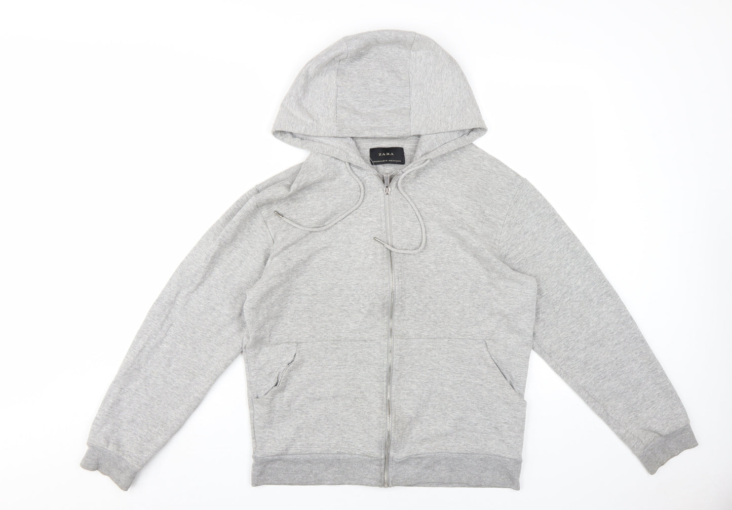 Zara Men’s Grey Full Zip Hoodie, Size 12, Classic Comfort