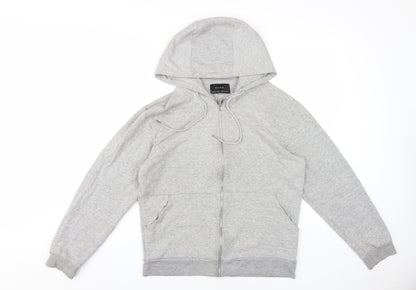Zara Men’s Grey Full Zip Hoodie, Size 12, Classic Comfort