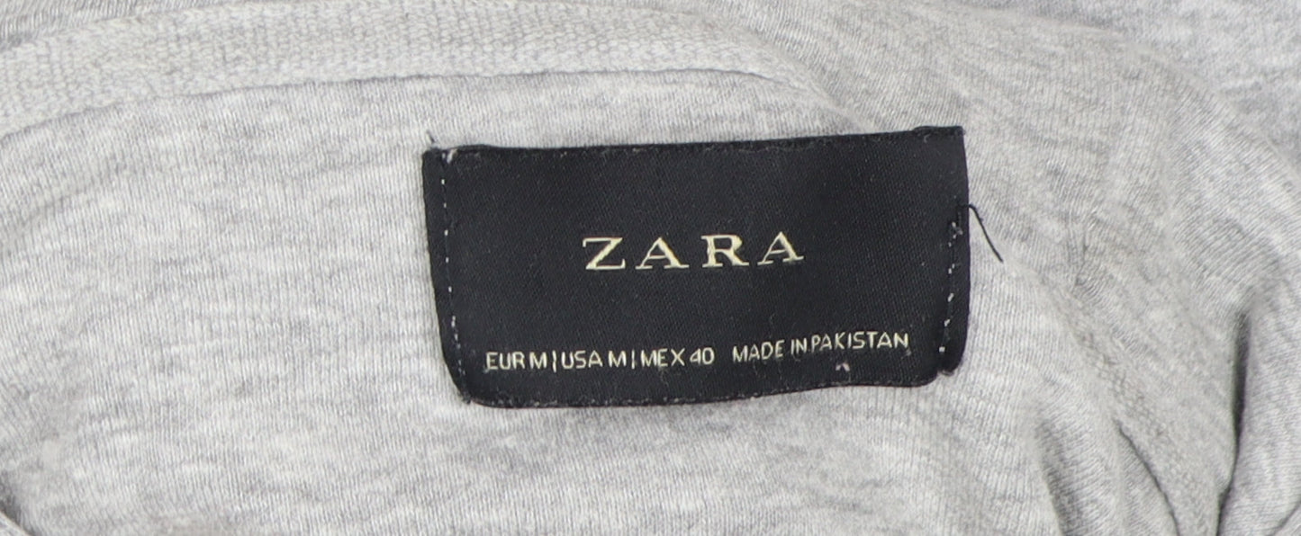 Zara Men’s Grey Full Zip Hoodie, Size 12, Classic Comfort