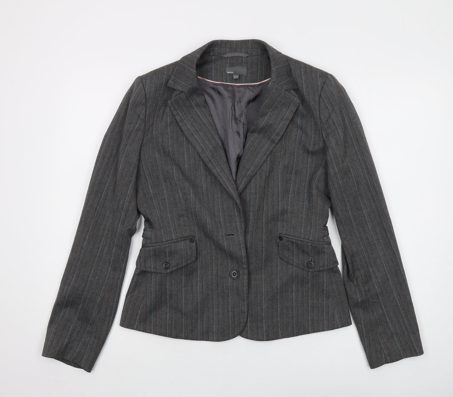 Mexx Women's Grey Pinstripe Suit Jacket Size 12