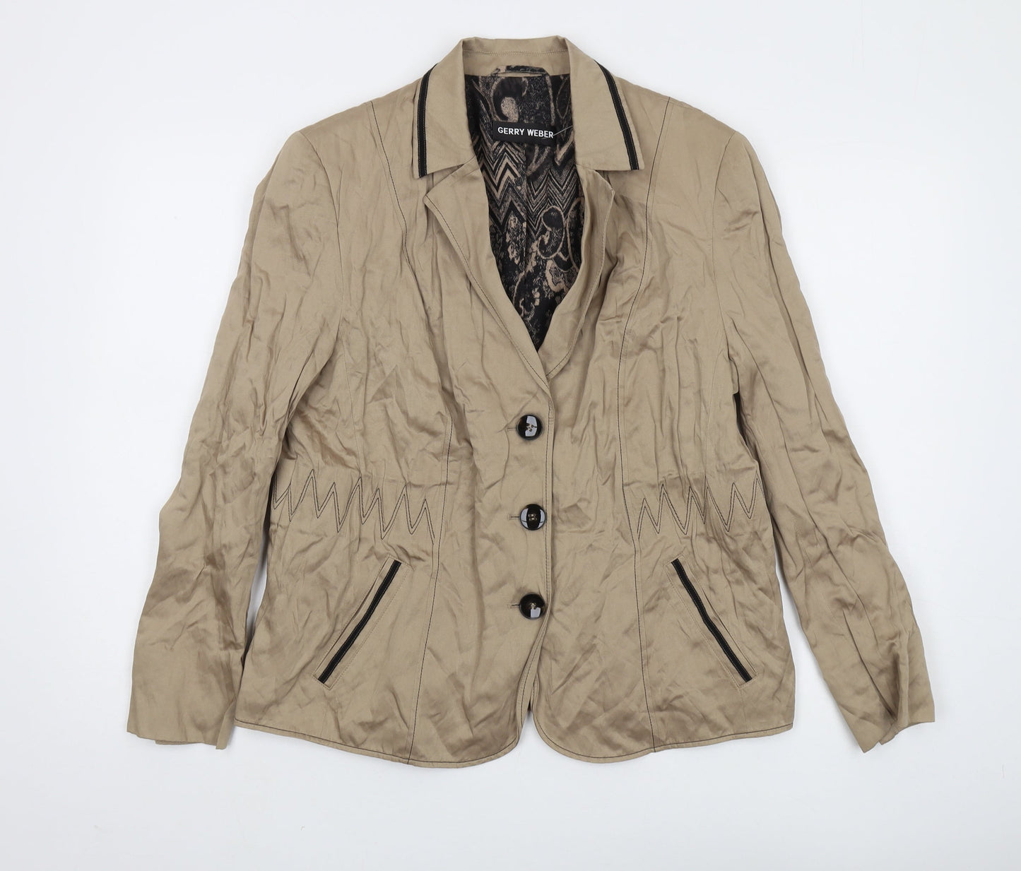 Gerry Weber Beige Women's Blazer Size 16 Notch Collar