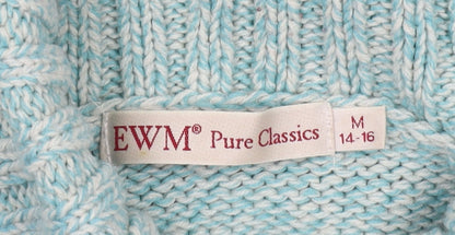 EWM Women's Blue Cable-Knit Pullover Jumper M