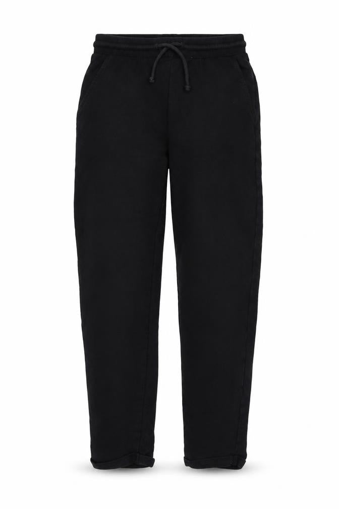 Front view of T.FIELDS unisex kids black jogger trousers, size 11