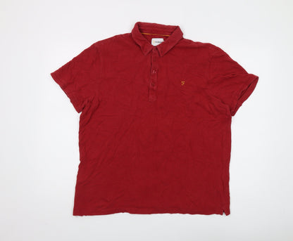 Farah Men's Red 2XL Cotton Polo Shirt