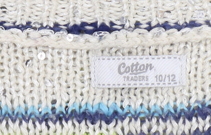 Cotton Traders Women's Multicoloured Striped Pullover Jumper