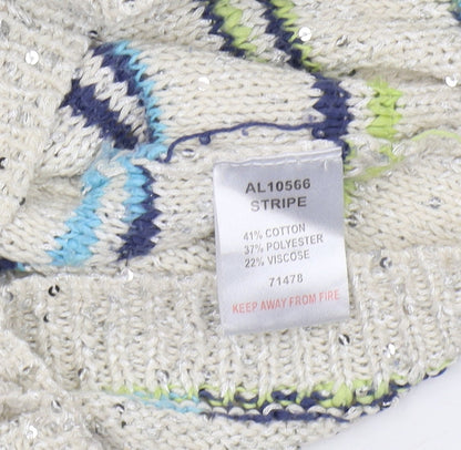 Cotton Traders Women's Multicoloured Striped Pullover Jumper