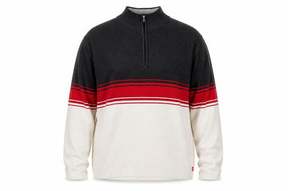 IZOD Men's 2XL Full Zip Sweater in Black, Red and Ivory