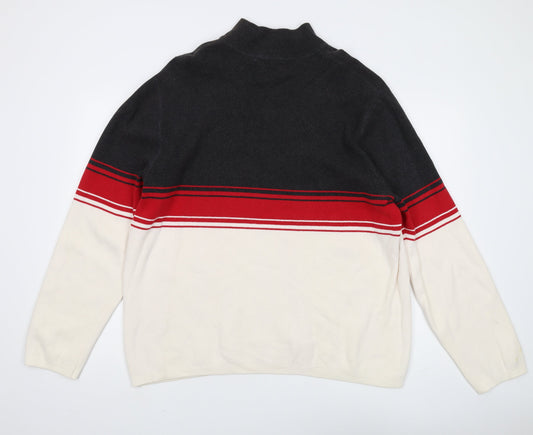 IZOD Men's 2XL Full Zip Sweater in Black, Red and Ivory