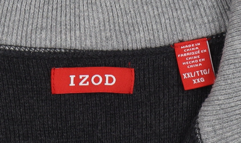 IZOD Men's 2XL Full Zip Sweater in Black, Red and Ivory