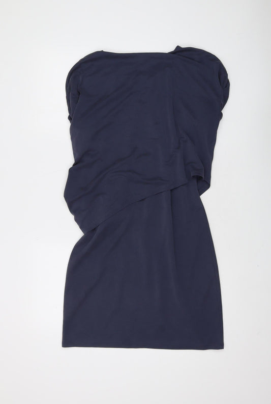 Oliver Bonas Women Navy Size 8 Mini Wrap Dress