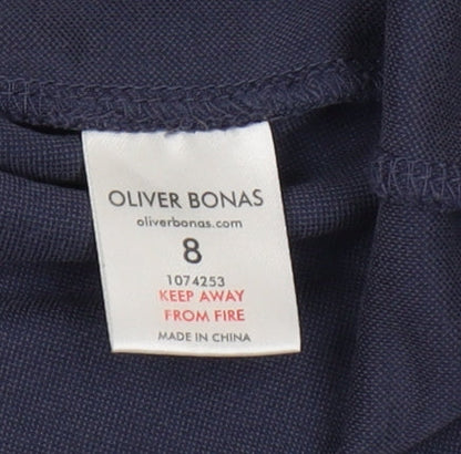 Oliver Bonas Women Navy Size 8 Mini Wrap Dress
