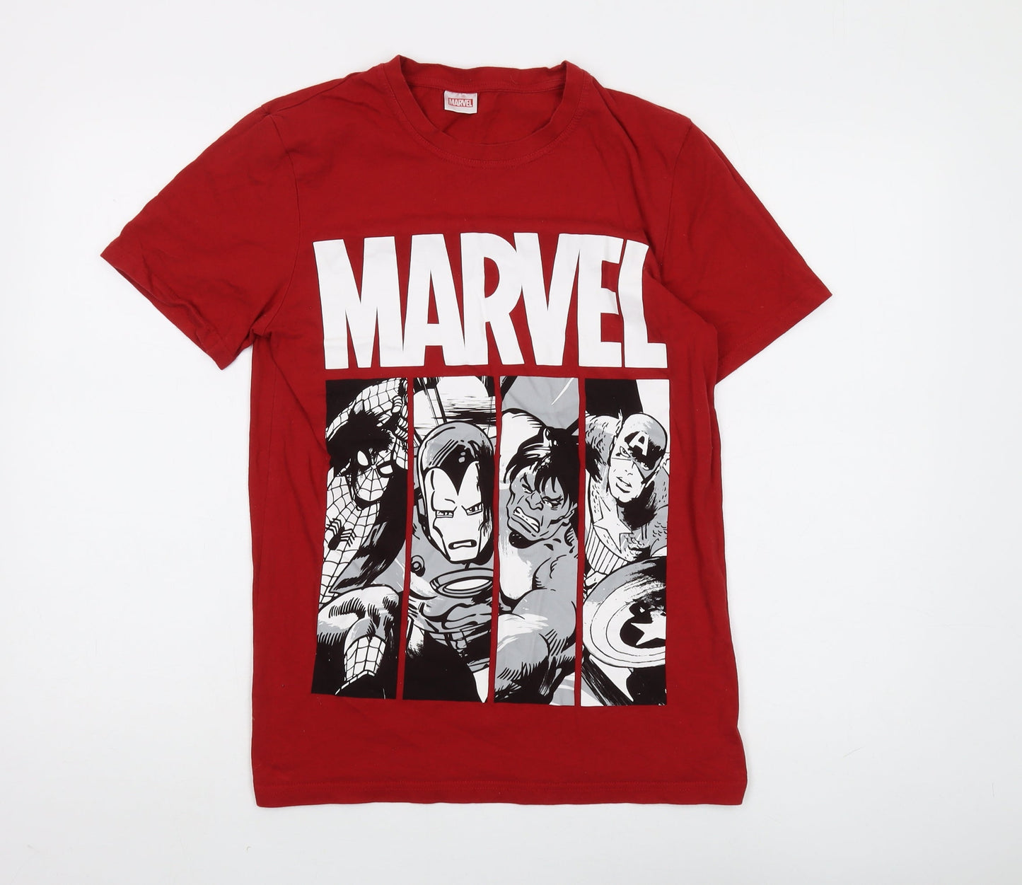Marvel Men’s Red Graphic Print Cotton T-Shirt S