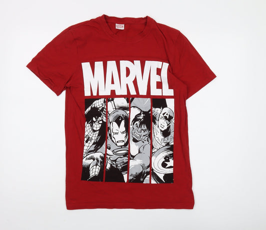Marvel Men’s Red Graphic Print Cotton T-Shirt S