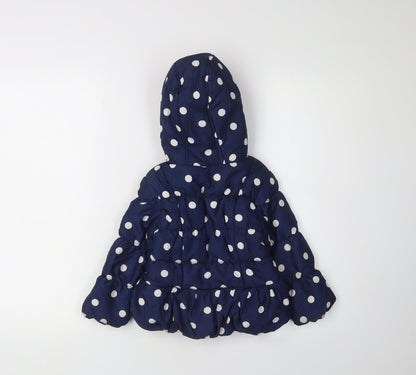 Bluezoo Girls Blue Polka Dot Puffer Jacket 2-3 Years