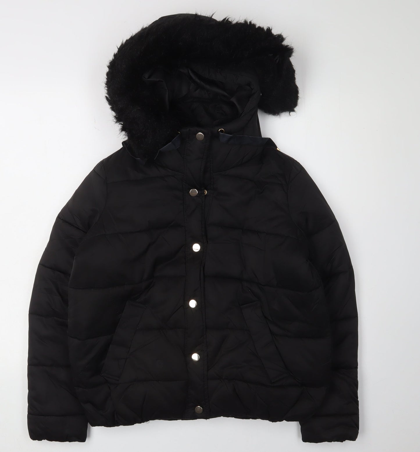 Womens UK Size 10 River Island Black Puffer Jacket