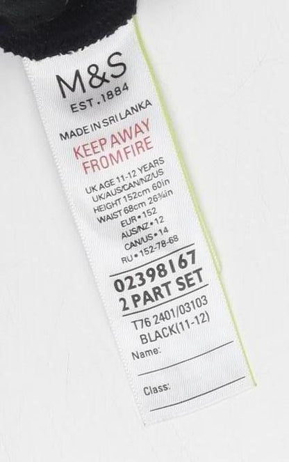 Marks and Spencer Boys Black Sweatpants, 12 Years, Elastic Waist