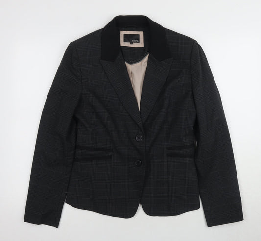 Next Women's Black Checked Blazer, Size 14, Regular Fit