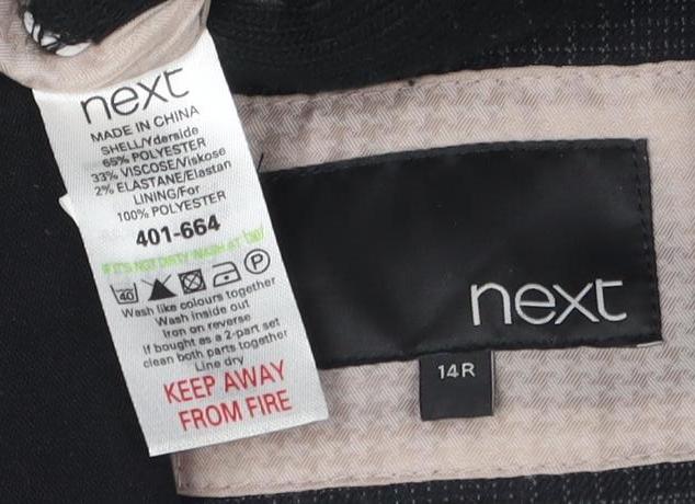 Next Women's Black Checked Blazer, Size 14, Regular Fit