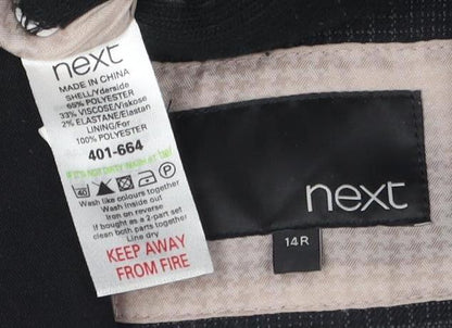 Next Women's Black Checked Blazer, Size 14, Regular Fit