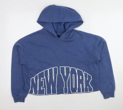 New Look Girls Blue Logo Pullover Hoodie Age 12-13
