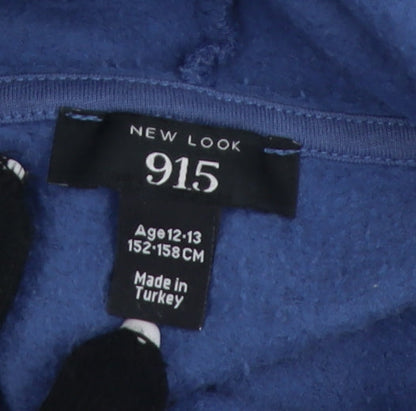 New Look Girls Blue Logo Pullover Hoodie Age 12-13