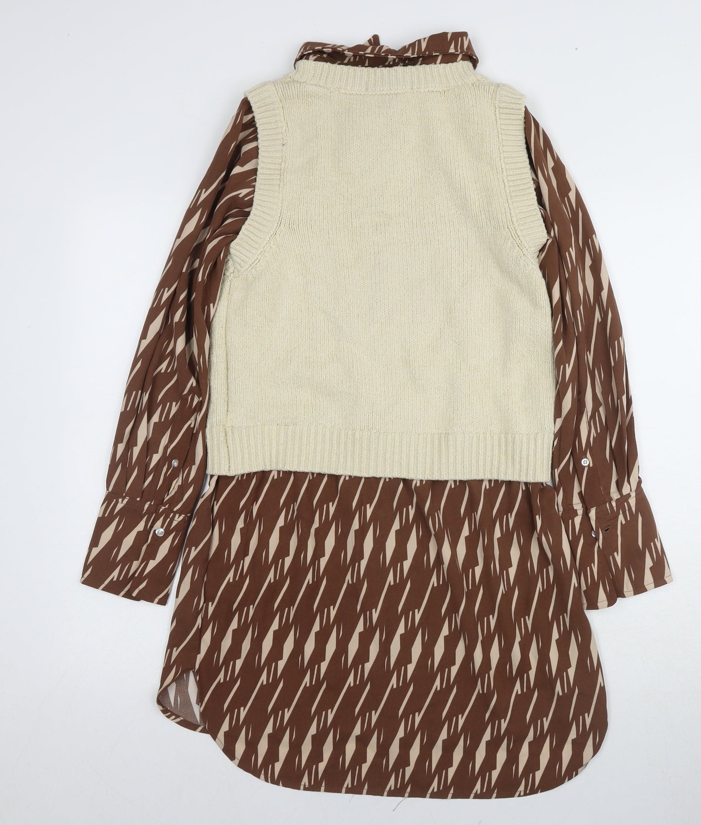 Next Women's Brown Beige Shirt Dress S