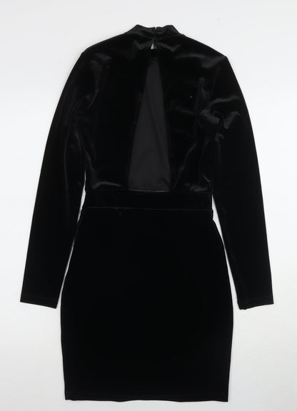 H&M Women Black Bodycon Dress Size 8 Party High Neck