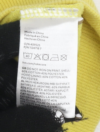 H&M Girls Yellow LOVE Graphic Pullover Hoodie 9-10 Yrs