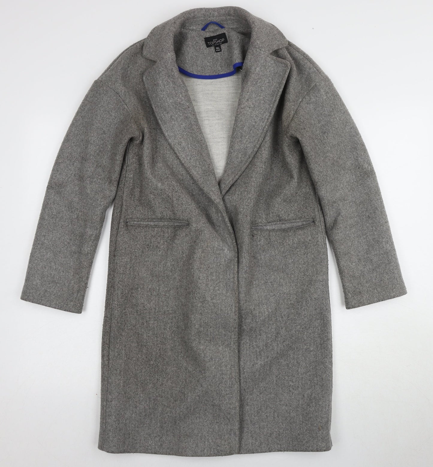 Womens UK Size 4 Topshop Grey Overcoat
