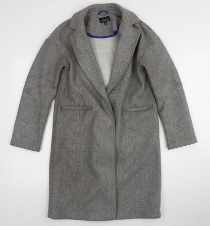 Womens UK Size 4 Topshop Grey Overcoat