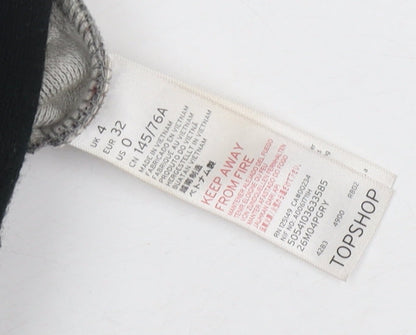 Womens UK Size 4 Topshop Grey Overcoat