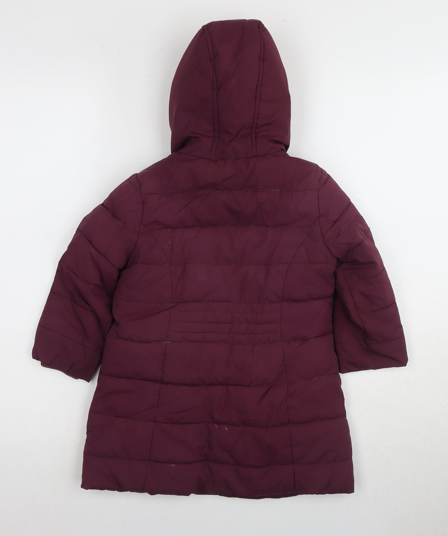 Mini Boden Girls Red Puffer Jacket 2-3 Years Hooded Coat