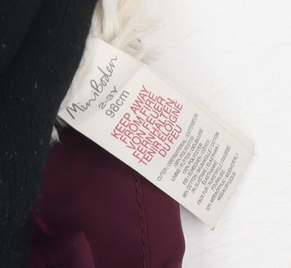 Mini Boden Girls Red Puffer Jacket 2-3 Years Hooded Coat