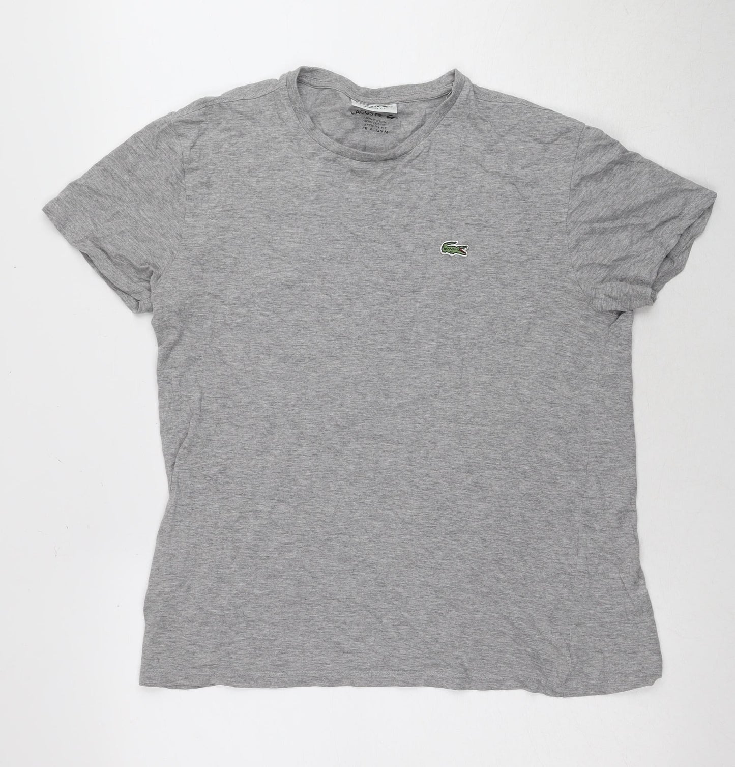 Lacoste Men's Grey Cotton T-Shirt, Regular Fit, Size M