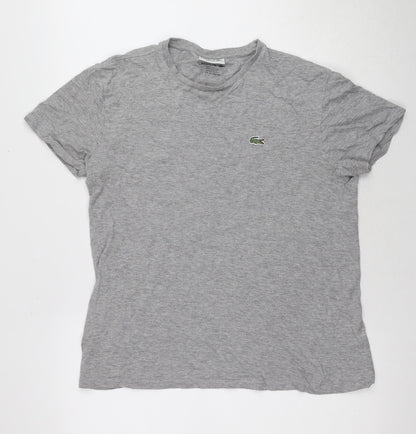 Lacoste Men's Grey Cotton T-Shirt, Regular Fit, Size M