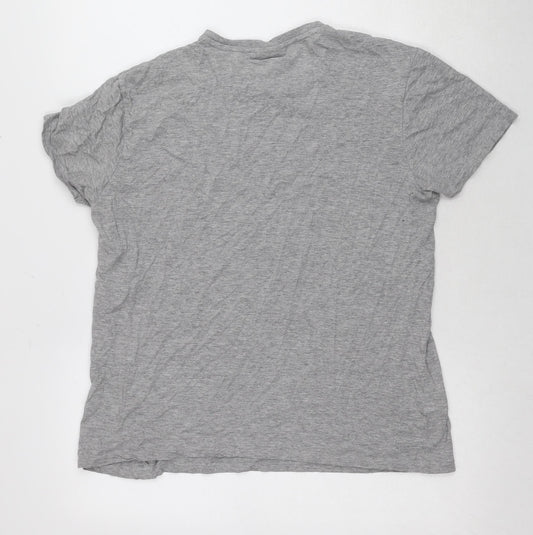 Lacoste Men's Grey Cotton T-Shirt, Regular Fit, Size M