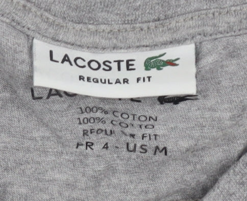 Lacoste Men's Grey Cotton T-Shirt, Regular Fit, Size M