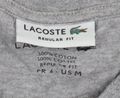 Lacoste Men's Grey Cotton T-Shirt, Regular Fit, Size M