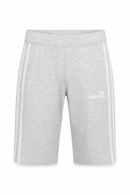 Front view of Adidas boys’ grey athletic shorts, size 34