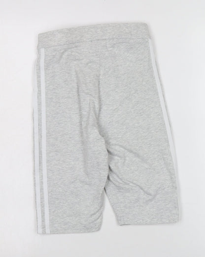 Back view of Adidas boys’ grey athletic shorts, size 34