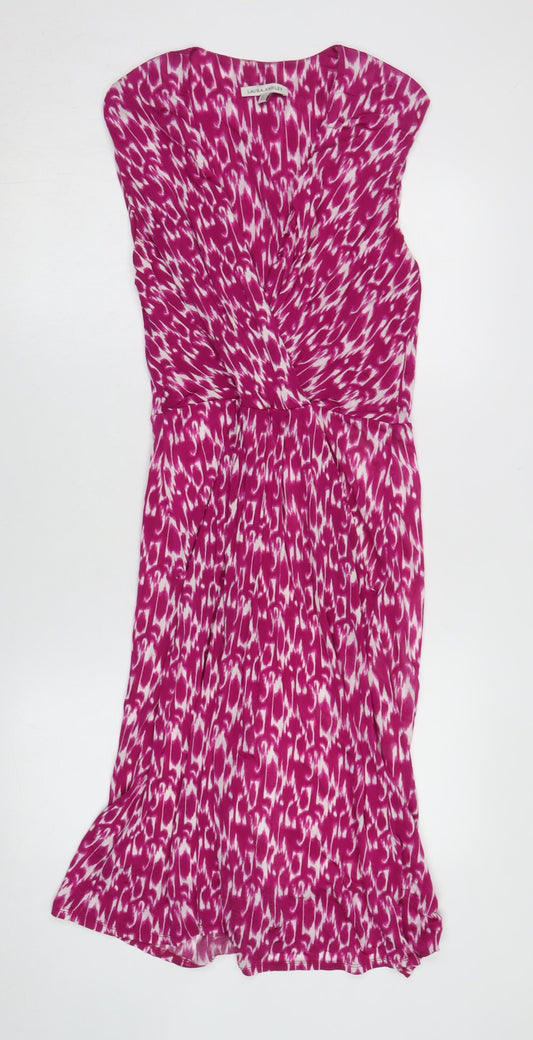 Laura Ashley Women’s Pink Animal Print Dress UK 12