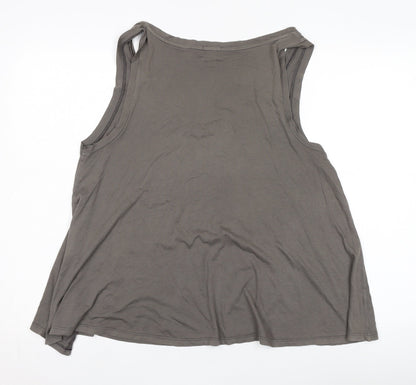 H&M Grey Tank Top, M, Women's V-Neck Casual Style