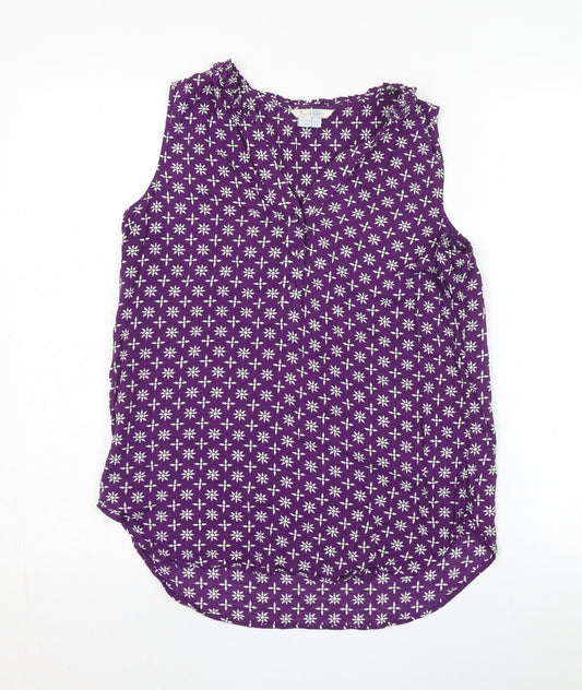 Boden Women's Purple Floral Sleeveless Blouse Size 10