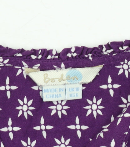 Boden Women's Purple Floral Sleeveless Blouse Size 10