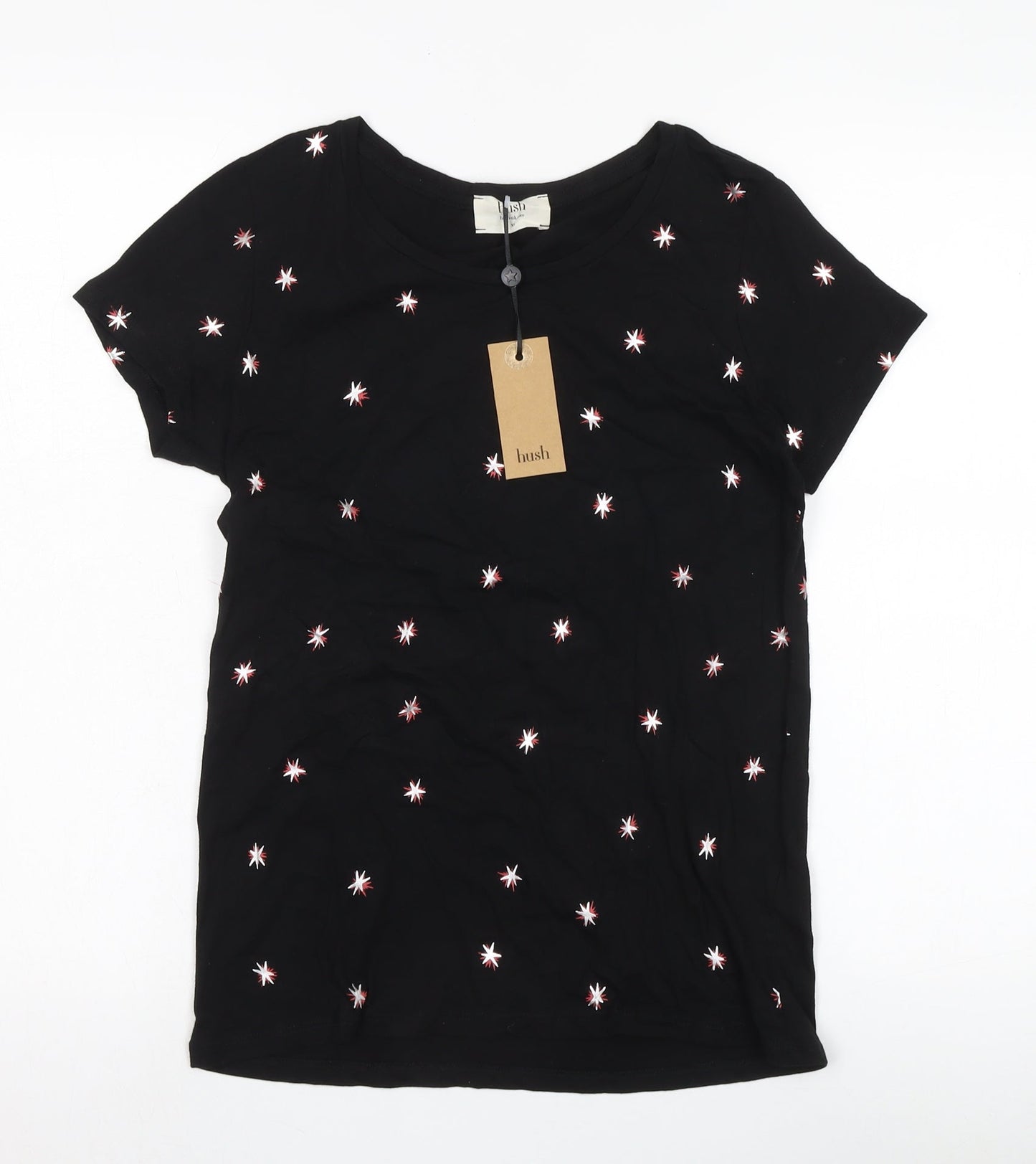 Womens UK Size XS Hush Black Basic T-Shirt