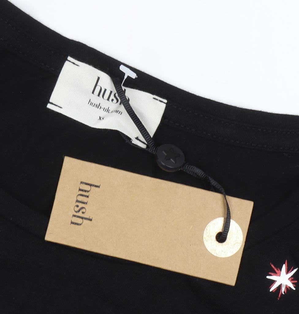 Womens UK Size XS Hush Black Basic T-Shirt