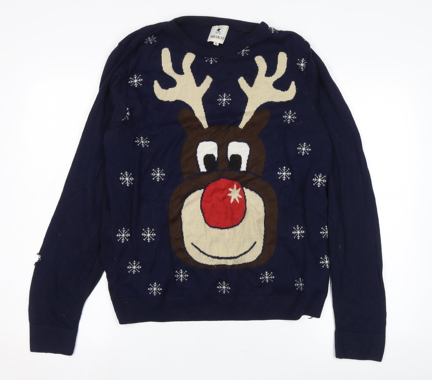 SoulCal & Co Men's Blue Christmas Jumper, XL Pullover